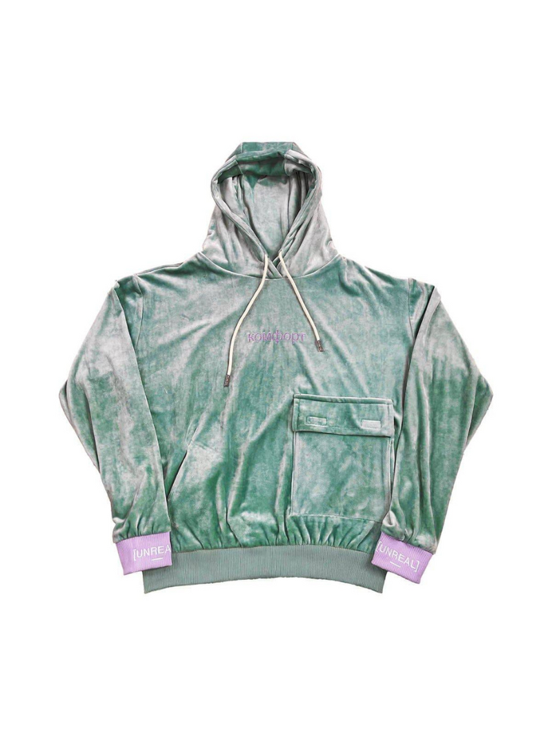 UNREAL Plush hoodie - mint green - [UNREAL] Industries